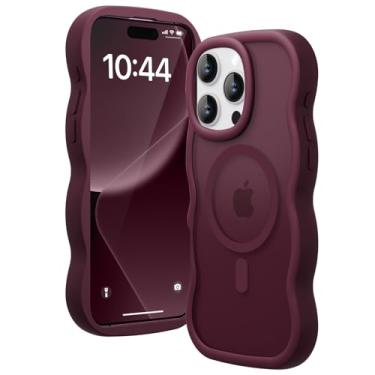 Imagem de Amzfield Capa magnética para iPhone 16 Pro Max, compatível com Magsafe, ondulada, fofa, vintage, translúcida, fosca, rígida, capa de telefone à prova de choque de silicone para iPhone 16 ProMax para
