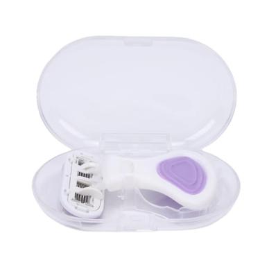 Imagem de Brrnoo Kit de Barbear para Viagem Feminino, Cortadores de Aço Inoxidável de 6 Camadas, Alça Dobrável Com Lâminas Embutidas e Tiras de Babosa, para Remoção Suave de Pelos (Roxo)