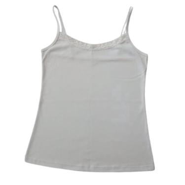 Imagem de Camisete feminina basic + algodão com renda