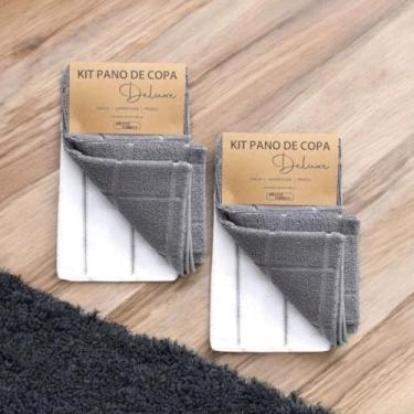 Imagem de Kit 4 Panos de Copa Prato Atoalhado Gourmet Deluxe Jolitex (Cinza)