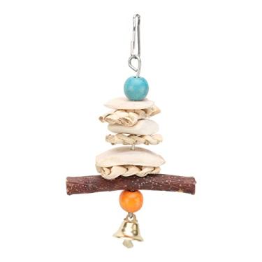 Imagem de CUOFYUNL Cuttlebone Brinquedos Pendurados Papagaio Mastigando Brinquedos com Sino para Papagaios Greys Africanos Budgie (15cm)