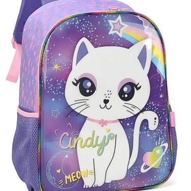 Imagem de Mochila De Costas Infantil Criança Escolar Feminina gatinha Cindy-Feminino