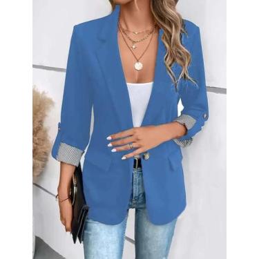 Imagem de Blazer Feminino Slim Fit Com Botões, Casual E Elegante, Manga Curta Co