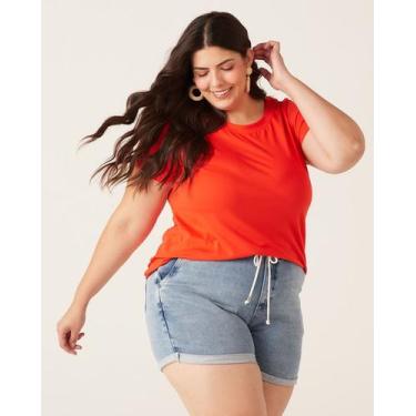 Imagem de Blusa Básica Feminina Plus Size Decote Redondo Em Meia Pima - Malwee, 