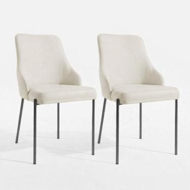 Imagem de Kit 02 Cadeiras jantar Aurora Pés Metal Preto Assento Espuma - Straso,