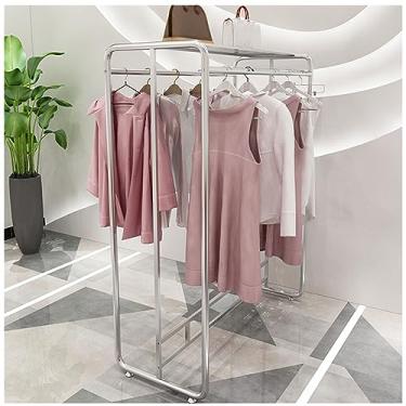 Imagem de FENOKD Arara de roupas moderno para loja de roupas, varões de pendurar no chão, cabides de roupas, rack de roupas comerciais Nakajima, bolsas de sapatos resistentes, organizador de roupas, 100 × 50 ×