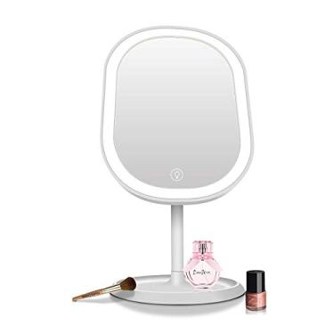 Imagem de U5GAAALPPQ9 Espelho de maquiagem LED com luz de carregamento espelho de maquiagem espelho de maquiagem artefato de maquiagem espelho de mesa enviar filha namorada menina namoradas (cor: :) (branco)