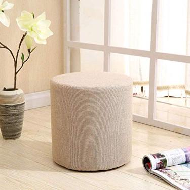 Imagem de YTGDBDG Pufe banquinho para pés pufe pufe banquinho de tecido redondo banquinho de madeira maciça antiderrapante resistente ao desgaste para quarto