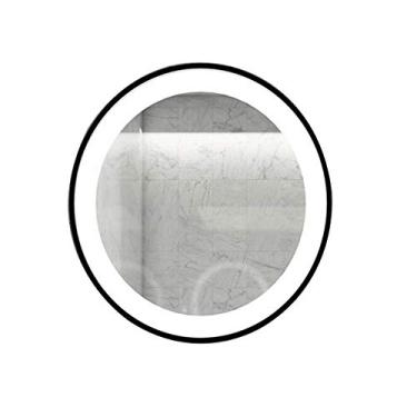 Imagem de Espelho LED luz redonda casa de banho moldura de ferro montado na parede lavatório moderno simples banheiro decorativo (moldura preta) 50 cm 50 cm (40 cm 40 cm)