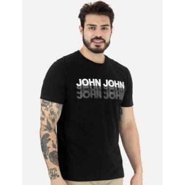 Imagem de Camiseta John John Masculina Regular Logo Shadow Repeat Preta-Masculino