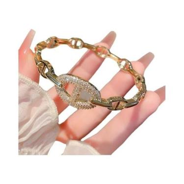 Imagem de Pulseira Bangle Estilo Esqueleto Em Latão Banhado a Ouro 18K Para Mulh