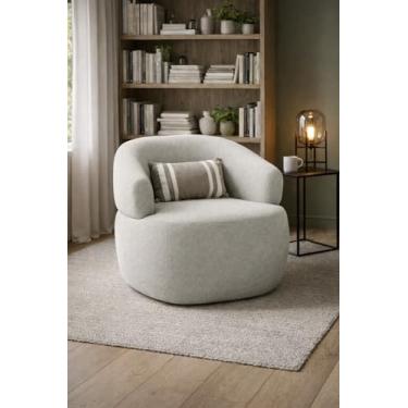 Imagem de poltrona organica decorativa luxo para sala e recepção tecido em bucle (kaki)