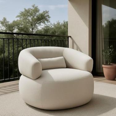 Imagem de poltrona organica decorativa luxo para sala e recepção tecido em bucle (cinza)