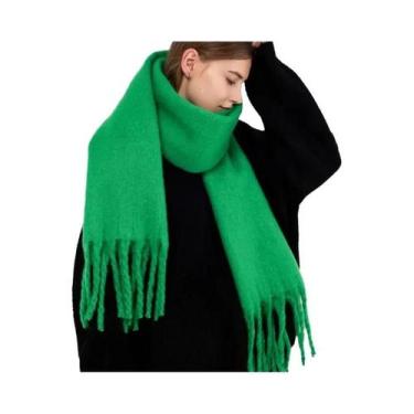 Imagem de Cachecol De Luxo Feminino Em Cashmere, Xale Grosso E Quente Com Franja