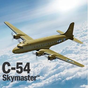 Imagem de Academy Kit modelo aeronave C-54 Skymaster escala 1/144, avião de transporte da Segunda Guerra Mundial, 6 opções de marcação, linhas de painel detalhadas, construção pronta para exibição 12652