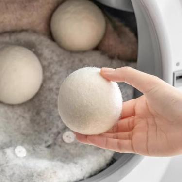 Imagem de Bolas de secadora reutilizáveis para lavar em casa bola de secagem de lã amaciante de roupas acessórios para máquina de lavar 3/4/5/6/7 cm (2 peças, cor lisa, 5 cm)