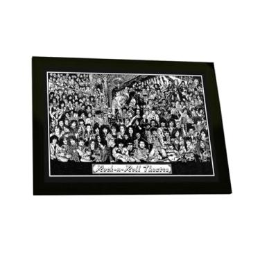 Imagem de Quadro Decorativo Astros Do Rock Ilustração Preto Branco Decoração Poster Quarto Sala