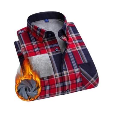 Imagem de Camisa De Negócios Masculina De Manga Longa Em Flanela Grossa Para Out