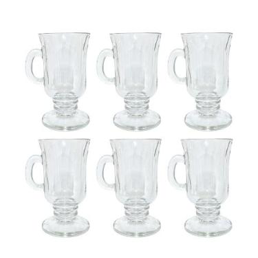 Imagem de Jogo 6 Canecas Cappuccino Chocolate Quente De Vidro Transparente Cláss