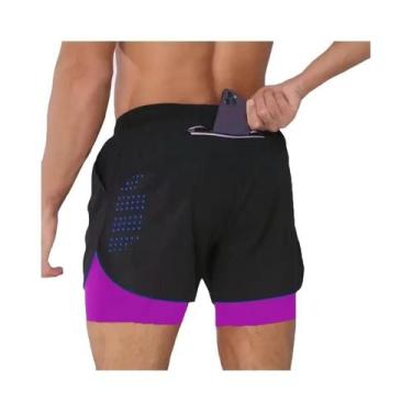 Imagem de Shorts De Treino Masculinos 2 Em 1 De Secagem Rápida Para Corrida E Mu