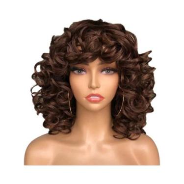 Imagem de Perucas Afro Kinky Curly Para Mulheres Negras, Curtas, Sintéticas, Omb