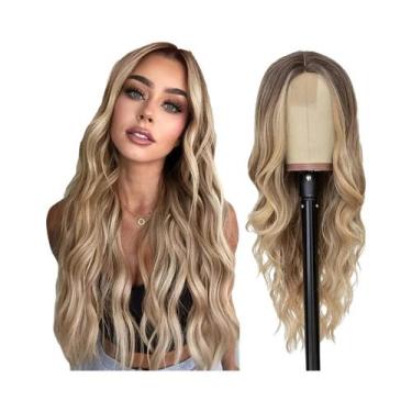 Imagem de Peruca Sintética Cacheada Ondulada De 28 Polegadas Com Renda, Resisten