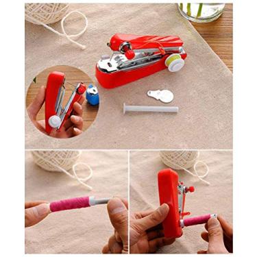 Imagem de Zerodis Mini Máquina de Costura Máquinas de Costura para Reparos Domésticos Rápidos e Trabalhos de Viagem Em Todos Os Tecidos Compacta e Fácil de Usar Mini Máquina de Manual de Plástico Doméstica