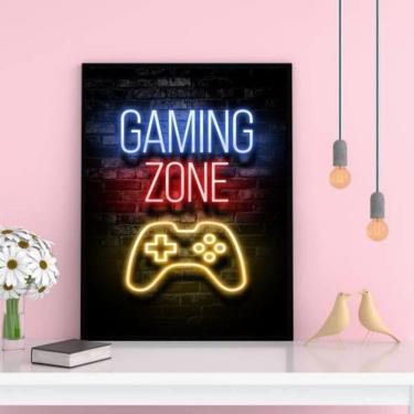 Imagem de Quadro Gamer Gaming Zone 33X24Cm - Com Vidro Preta