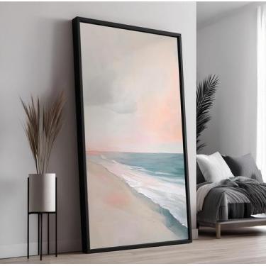 Imagem de Quadro com Moldura e Acrilico Cristal Vidro Paisagem Mar Minimalista p