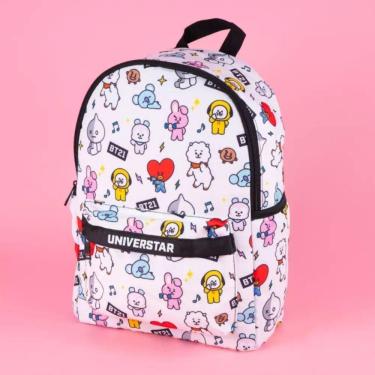 Imagem de Mochila De Costa Escolar Personagens Bt21 Branca Bts