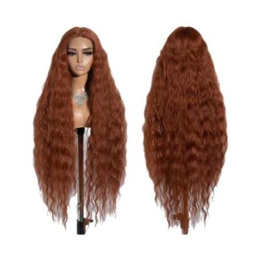 Imagem de Peruca Sintética Cacheada Com Renda Frontal De 42 Polegadas, Loiro Omb