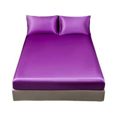 Imagem de Lençol De Cetim Liso Com Elástico Para Colchão Solteiro, Casal E Queen