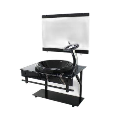 Imagem de Gabinete De Vidro Para Banheiro 60Cm - Mármore Preto