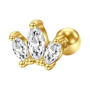 Imagem de Conjunto De Brincos De Cartilagem Dourados 16G Em Aço Inoxidável Com Z