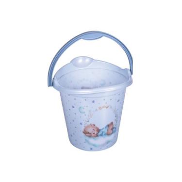 Imagem de Balde De Bebê Infantil Infantil Decorada Ursinho 8 Litros PlasUtil Azu