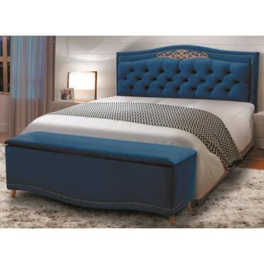 Imagem de Cabeceira e Calçadeira Baú Cama Box Casal Queen Size Belize 160cm Luxo
