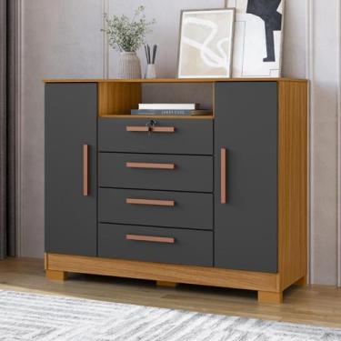 Imagem de Comoda 4 Gavetas 2 Portas com Chave e Nicho Funcional - Clique Chique 