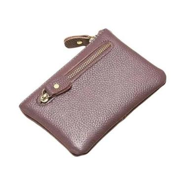 Imagem de Carteira Feminina Mini De Couro Texturizado, Porta-Cartões Curto Com Z