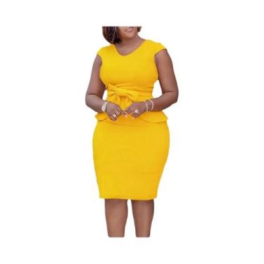 Imagem de Vestido Lápis Feminino Africano Na Altura Do Joelho Com Gola Redonda, 