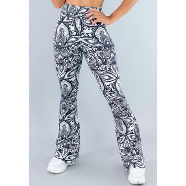 Imagem de Calça Feminina Flare Estampada Pantalona Cintura Alta Mvb Modas-Feminino