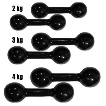 Imagem de Kit 3 Pares Halteres Emborrachados Pesos 2kg, 3kg E 4kg-Unissex