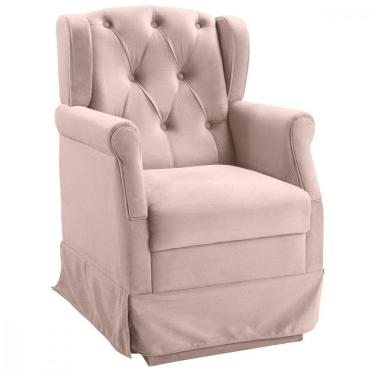 Imagem de Poltrona Cadeira De Amamentação Balanço Tecido Veludo Rose Star Confort