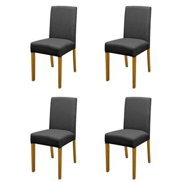 Imagem de Kit 4 Cadeiras De Jantar Estofadas Madeira Maciça Multimóveis Cr15021 Madeirado-Preto