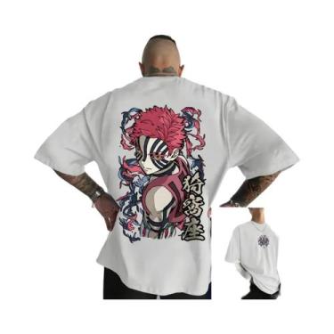 Imagem de Camiseta Masculina Oversized Akaza Demon Slayer Anime De Algodão Manga