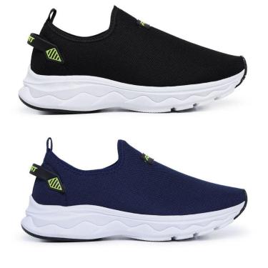 Imagem de Tênis Masculino Treino Academia Casual Confortável Leve Preto e Azul-Masculino