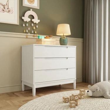 Imagem de Cômoda 3 Gavetas com Colmeia na 1ª Gaveta e Espaço para Trocador Lion Branco