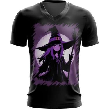 Imagem de Camiseta Gola V Bruxa Halloween Púrpura Festa 14 - Kasubeck Store®, Ba