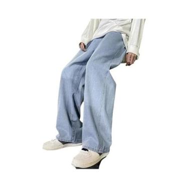 Imagem de Calças Jeans Casuais Largas Masculinas Estilo Coreano Streetwear Haraj