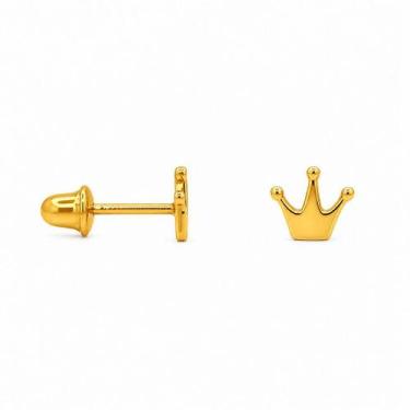 Imagem de Brinco em Ouro 18K Coroa Mini - Joia Elegante e Exclusiva - Justino Ri