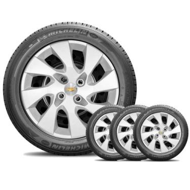 Imagem de Jogo 4 Calotas Aro 14 Chevrolet Onix Corsa Celta Prisma Prata CL10004P